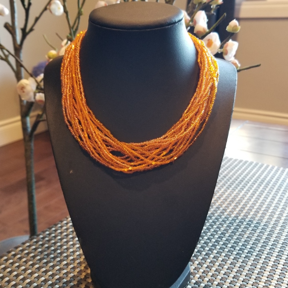 Orange glass bead Necklace.